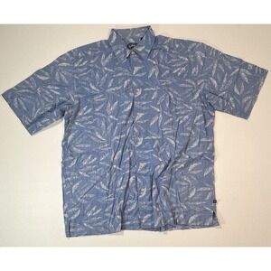 CALLAWAY Golf Hawaiian Style Shirt Button Up Reverse Print Men's Size L‎ Blue